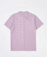 Diamond Plate Towel Color Blocked Short Sleeve Button Down Shirt - Mauve